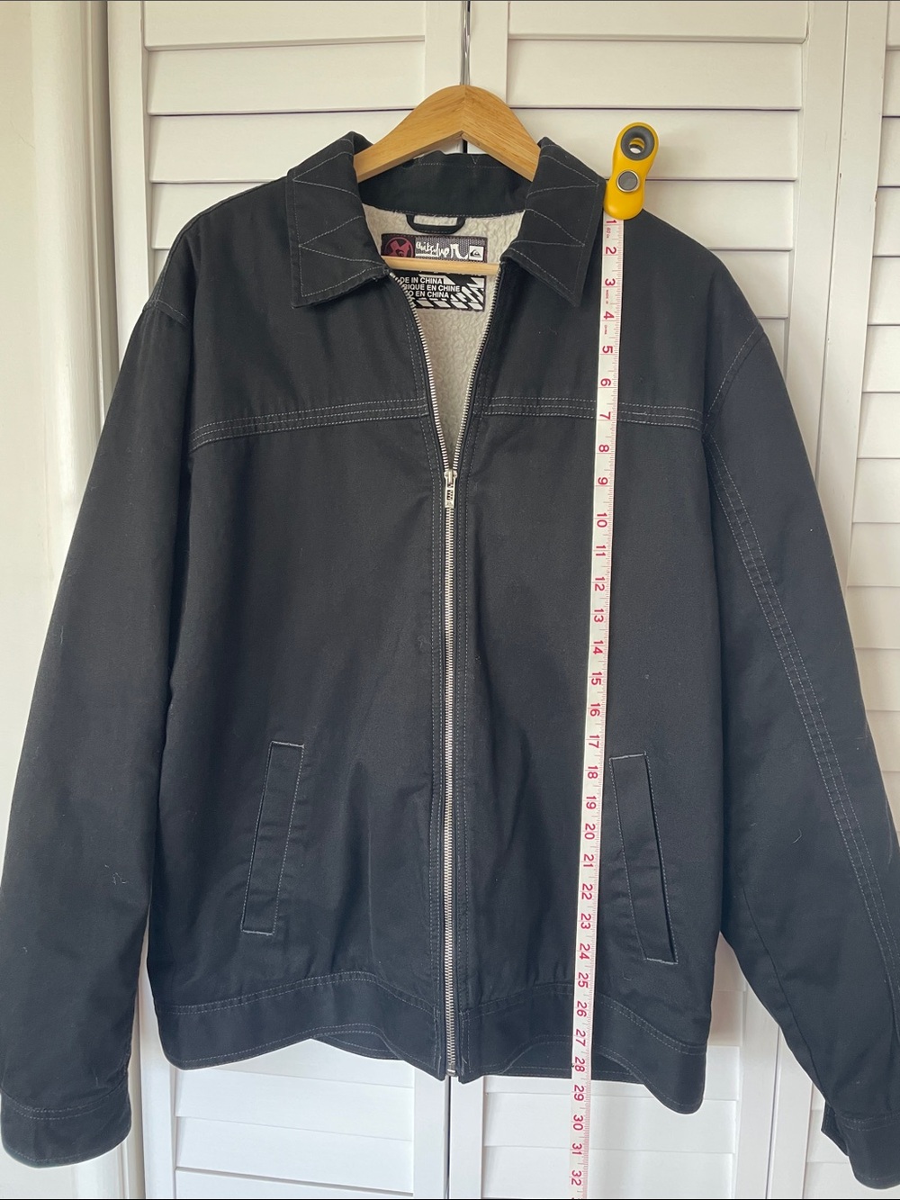 Quicksilver Men's Black Zip-Front Work Jacket with Sherpa Lining